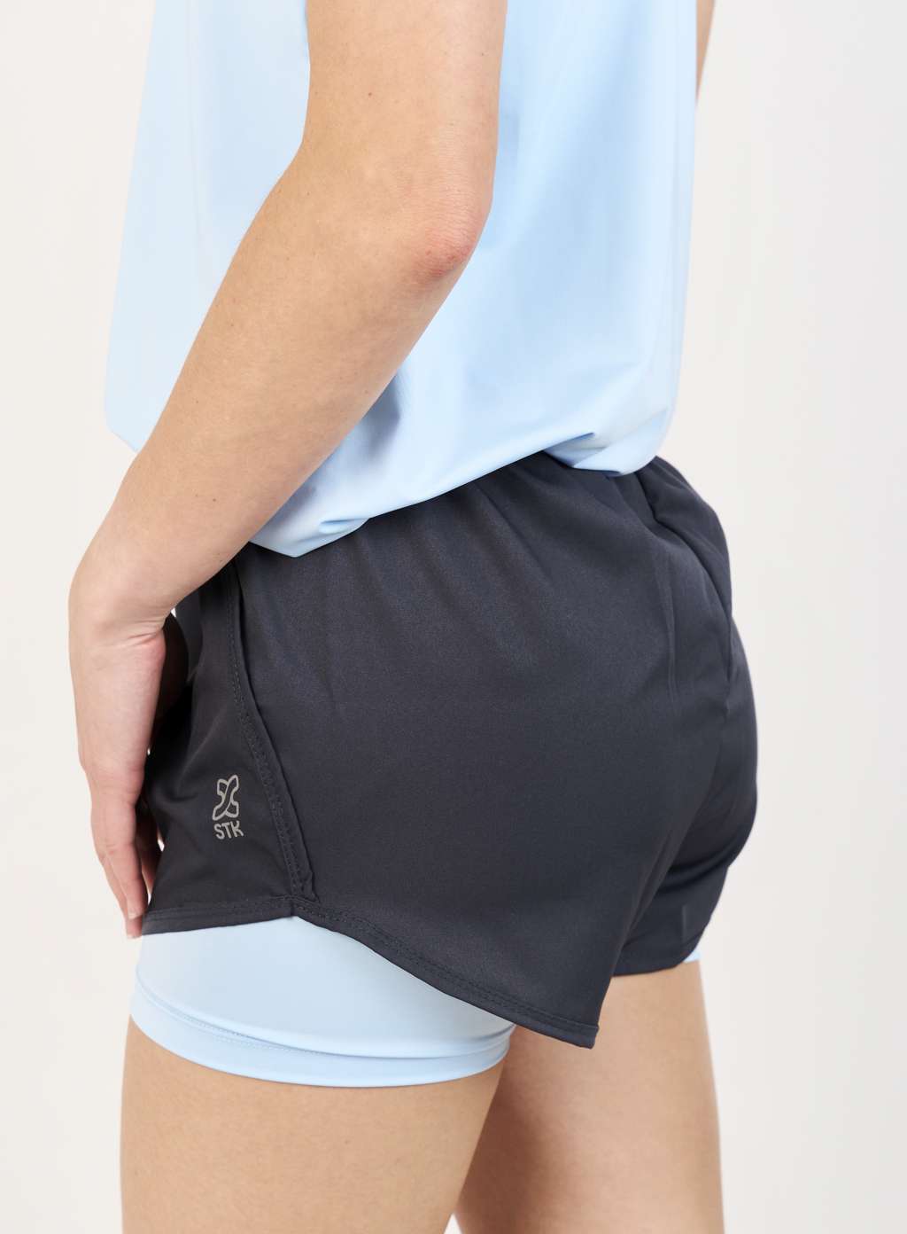 426904. Short Micro con Calza Gris Topo con Celeste - Image 3